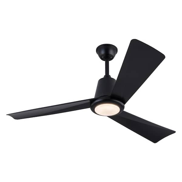 OUKANING 42 in. Smart Indoor Black Modern 6-Speed Reversible Ceiling Fan with Adjustable White Integrated LED and Remote