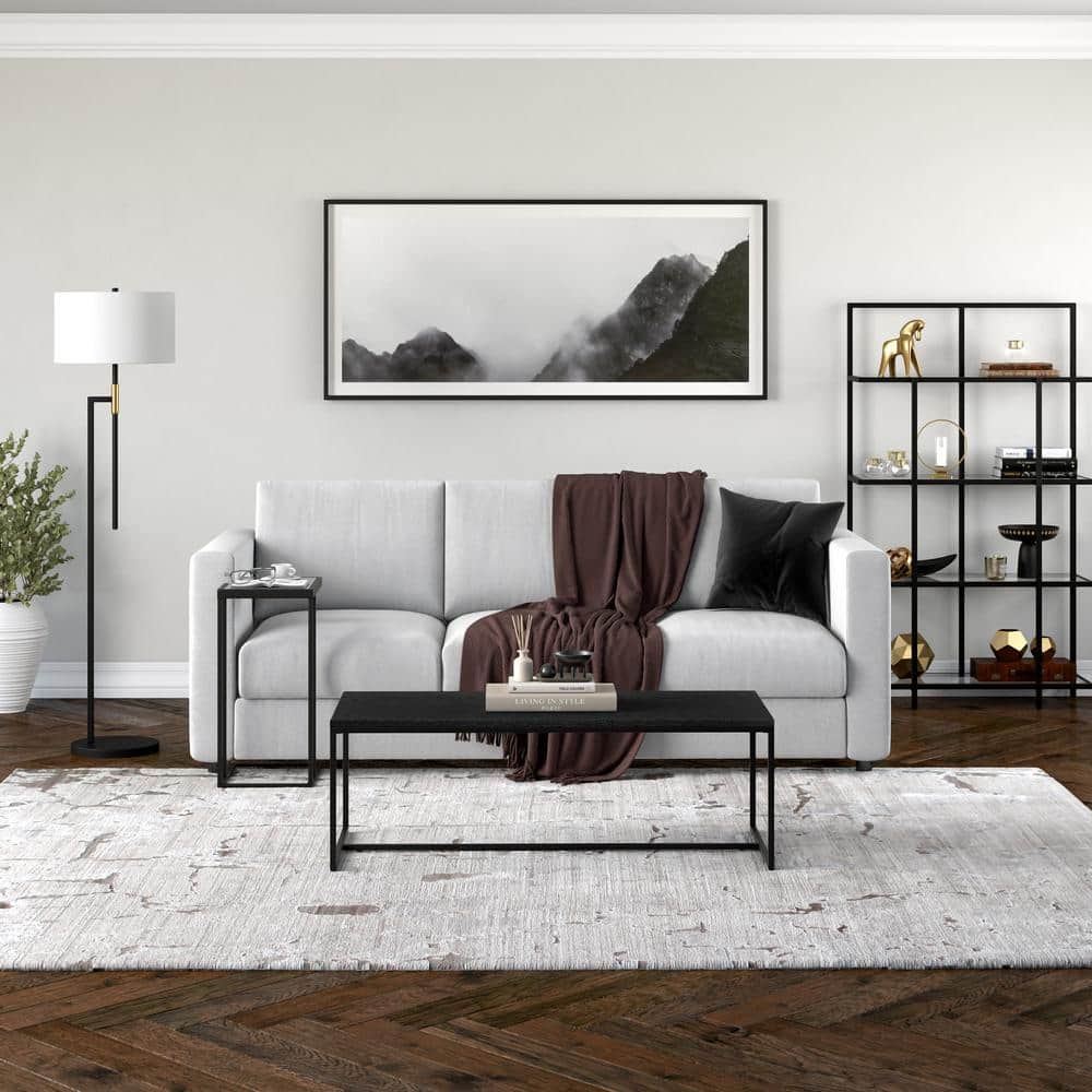 Boone 47'' Rectangular Black Grain Wood & Metal Coffee Table