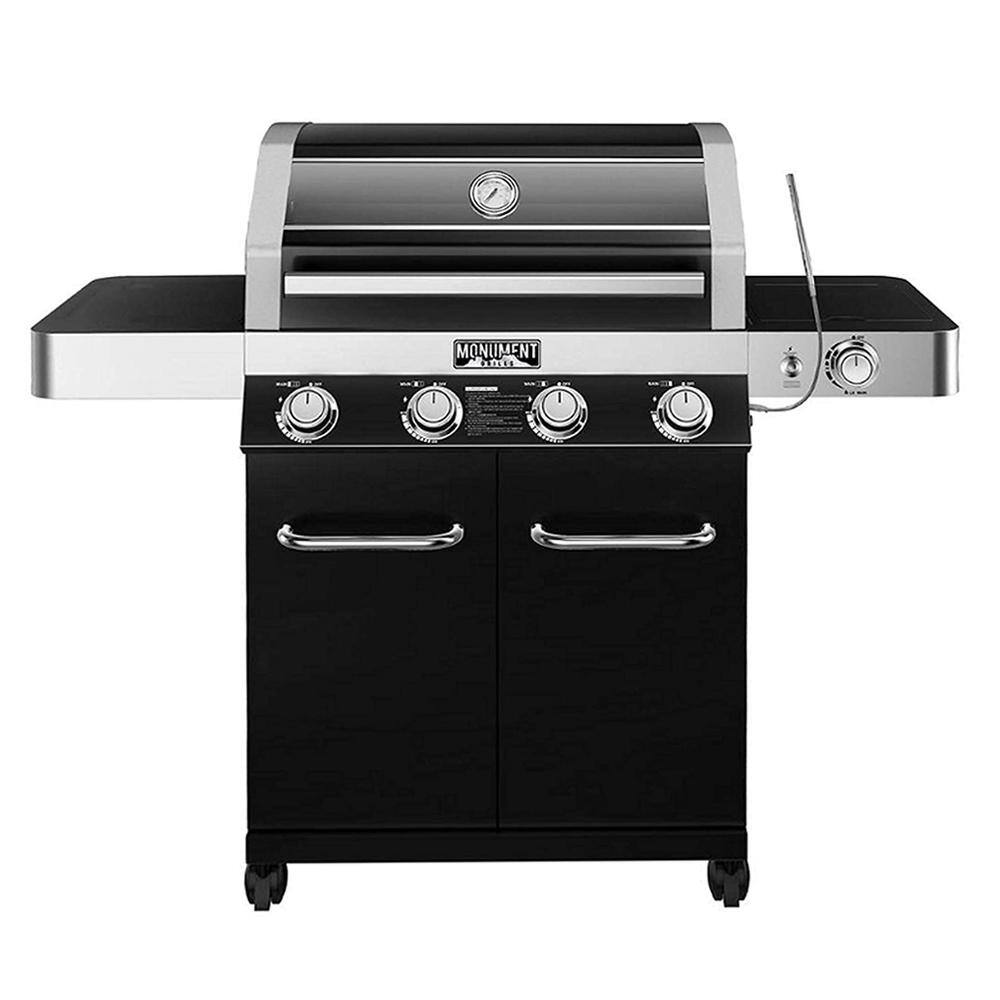 Monument Grills Propane Gas Grill in with ClearView Lid, LED Burner and USB Light-42538B - The Home Depot
