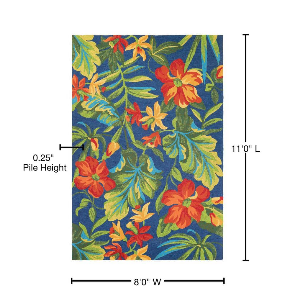 Artisan Red Floral Synthetic 8' x 11' Easy-Care Area Rug