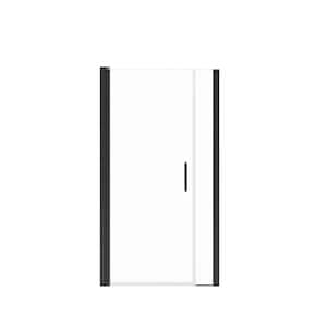 Manhattan 35 in. to 37 in. W x 68 in. H Pivot Frameless Shower Door with Clear Glass in Matte Black
