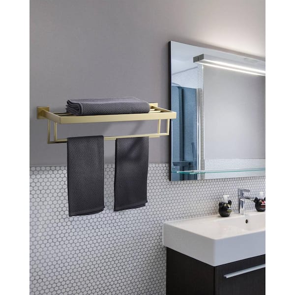 24 in. Wall Mounted Double Towel Bar in Brushed Gold