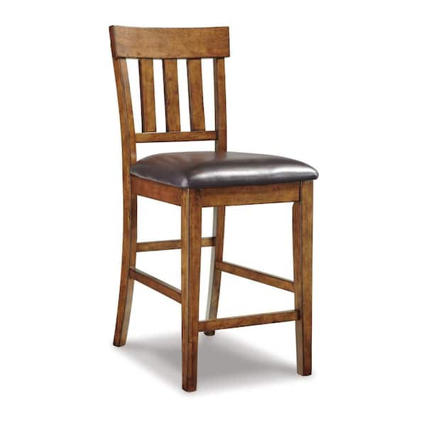 Raly Brown Wood Frame Counter Height Chair with Cushion (Set of 2)