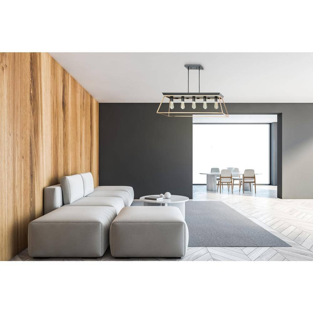 Paulino Modern 5-Light Island Pendant in Brushed Gold and Matte Black
