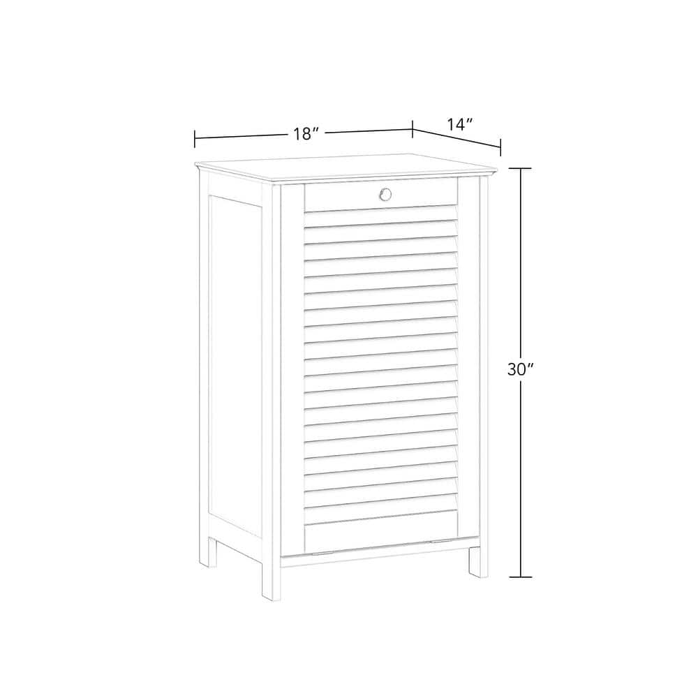 White Wood Composite Tilt-Out Laundry Hamper Cabinet with Cloth Bag