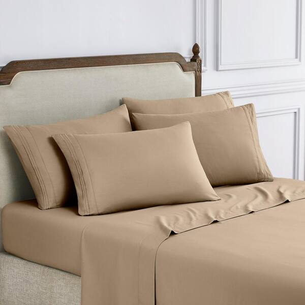 MODERN THREADS 6-Piece Deep Pocket Cream Microfiber Bed Sheet Set, King