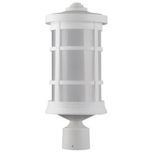 17.25 in. H x 7.25 in. W White Housing and Frost Acrylic Lens Round Decorative Composite Post Top Light 4000K LED Lamp