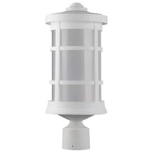 17.25 in. H x 7.25 in. W White Housing and Frost Acrylic Lens Round Decorative Composite Post Top Light 3000K LED Lamp