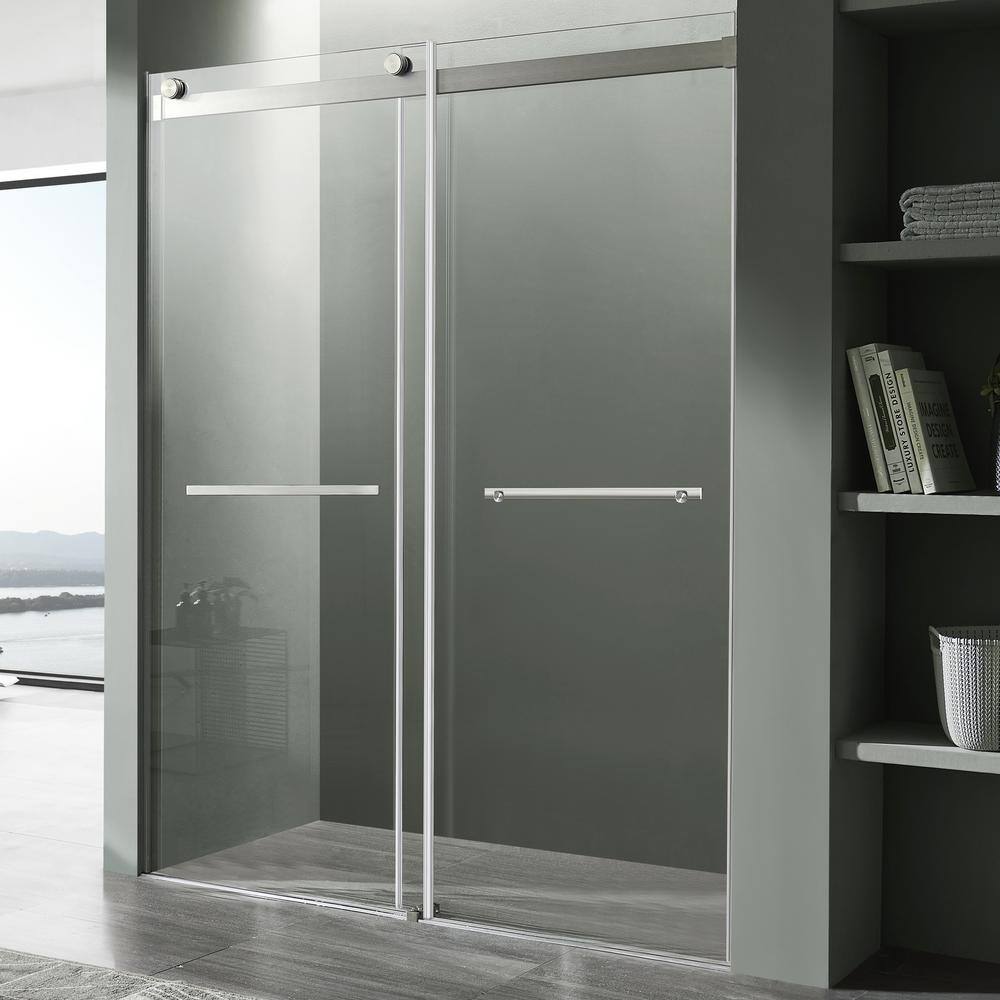 Kahn 48" Brushed Nickel Frameless Sliding Shower Door