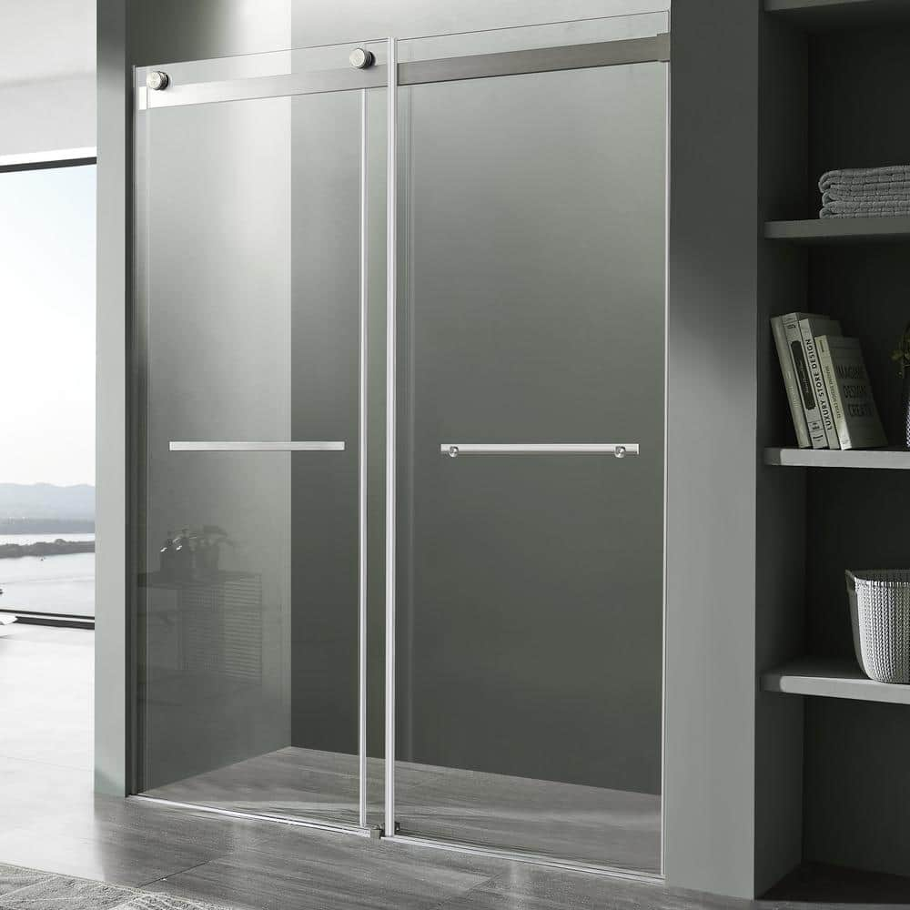 ANZZI Kahn 60 in. W x 76 in. H Sliding Frameless Shower Door/Enclosure ...