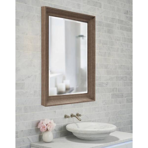 Marley Forrest Medium Rectangle Brown Beveled Glass Modern Mirror (34 in. H x 28 in. W)