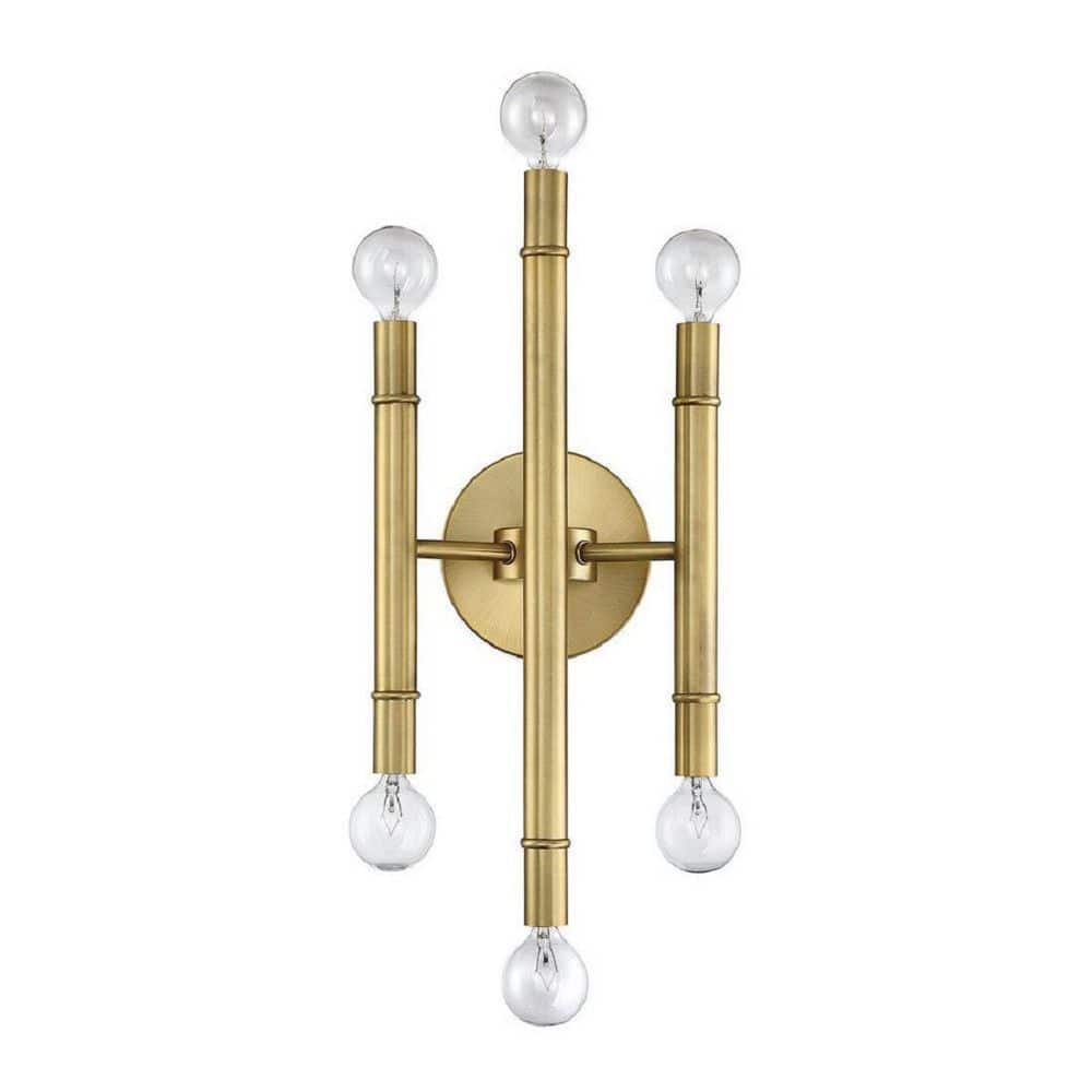 Natural Brass 6-Light Dimmable Wall Sconce