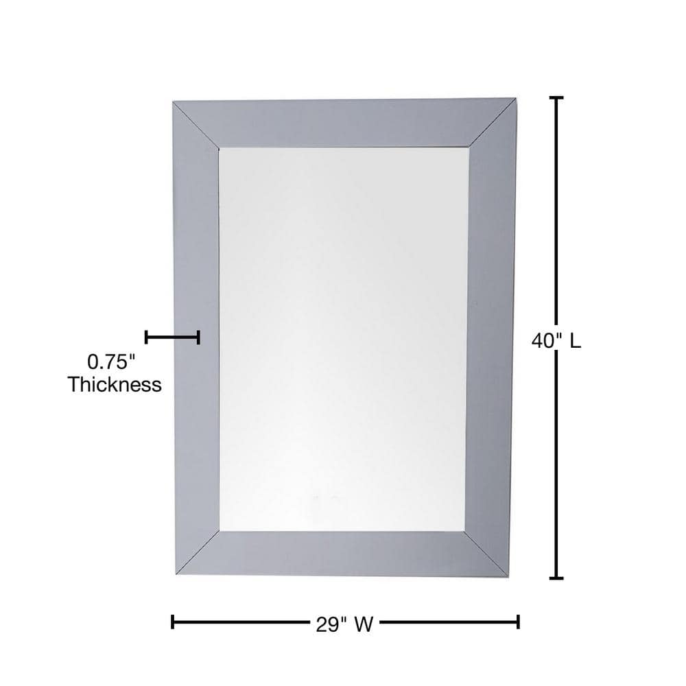 Weston 40"x29" Transitional Rectangular Wood Mirror in Silver Gray