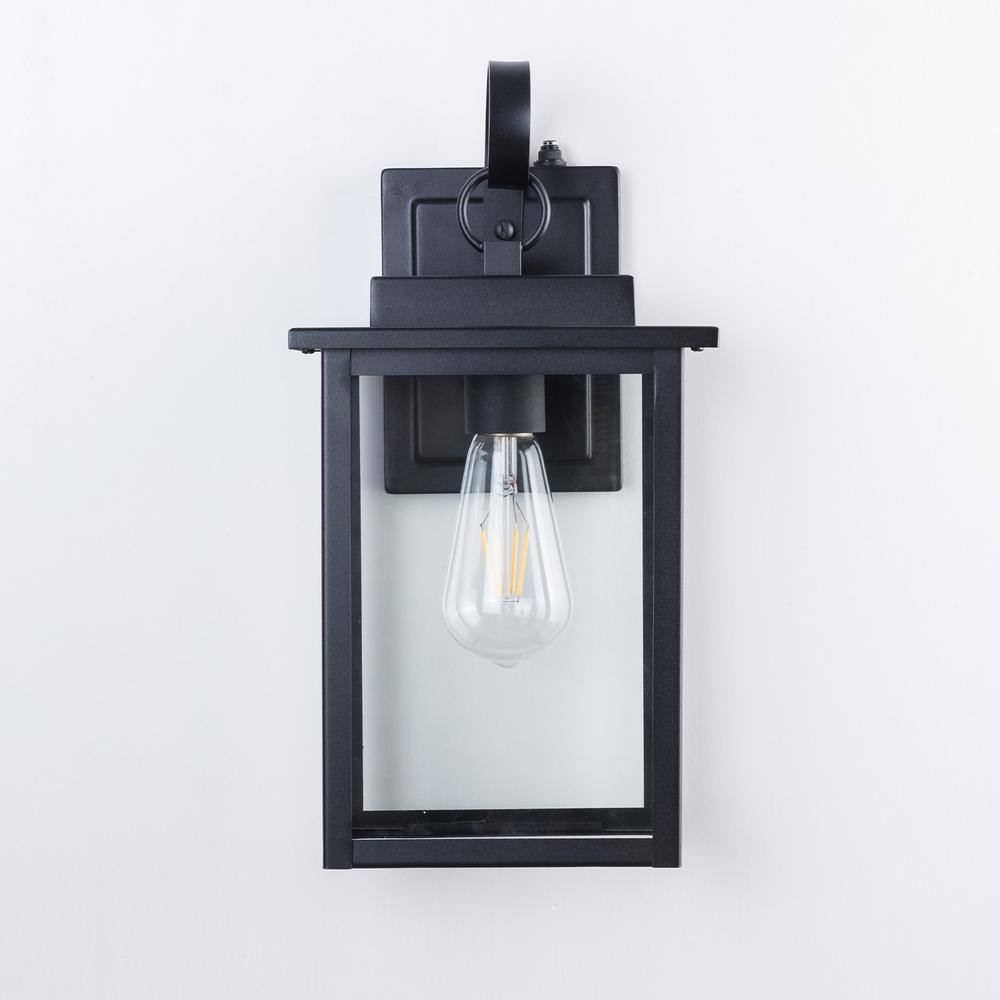 Hawaii 15 in. H 1-Bulb Black Hardwired Outdoor Wall Lantern Sconce with Dusk to Dawn with LED Bulb price history on PriceWatchPro