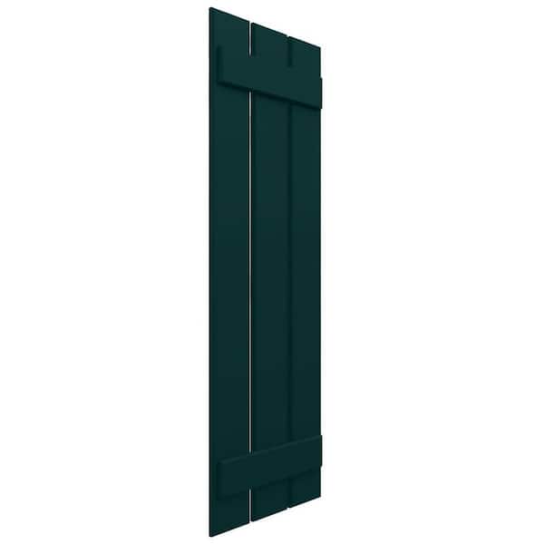 23"W x 43"H EnduraCore Composite 4-Board Spaced Board-n-Batten Shutters, Thermal Green (Pair-No Hardware)