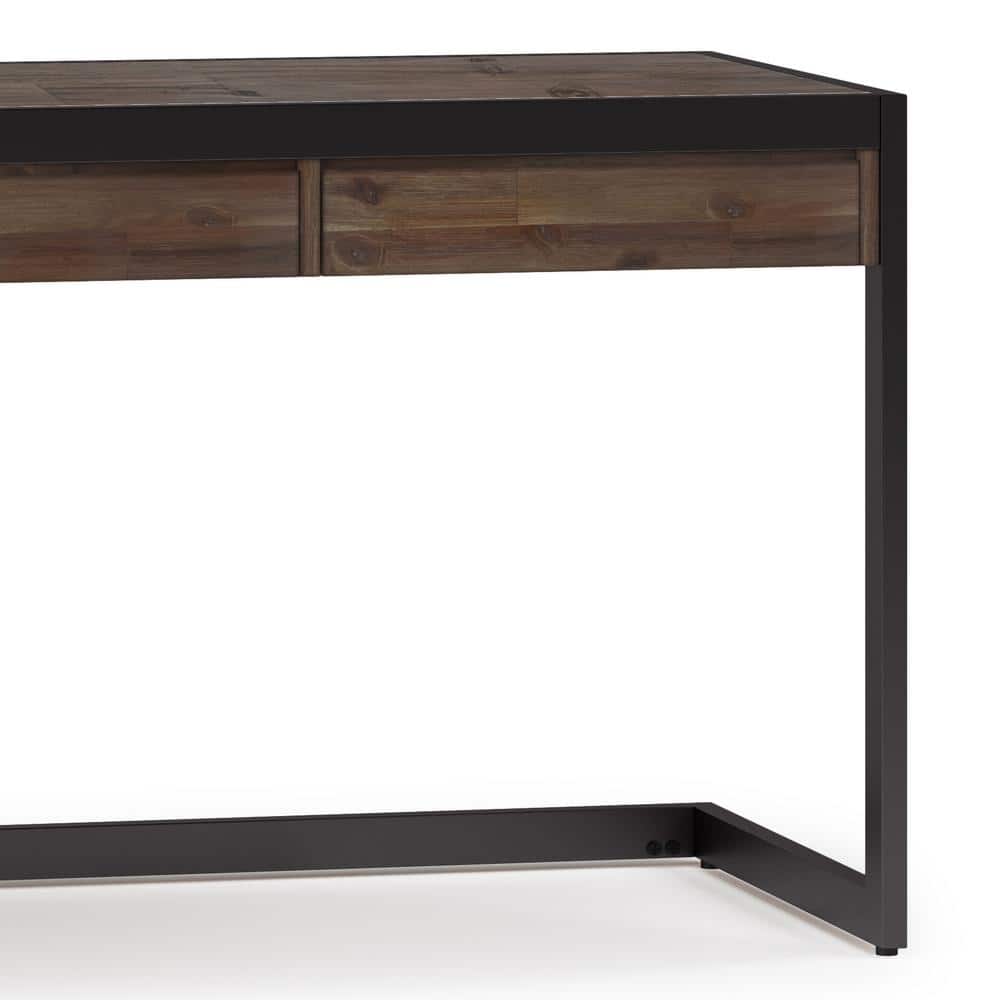 Rustic Natural Aged Brown 72" Acacia Wood Desk with Drawers