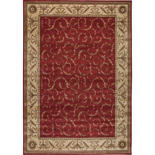 Nourison Scrollwork Red 5 ft. x 7 ft. Persian Vintage Area Rug