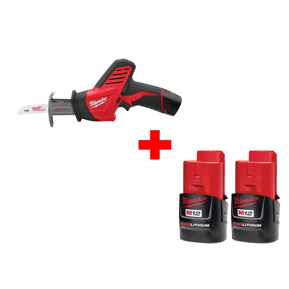 Milwaukee M12 12-Volt Lithium-Ion Cordless Hackzall Reciprocating Saw Kit  with M12 Compact Battery (2-Pack) 2420-21-48-11-2411 - The Home Depot