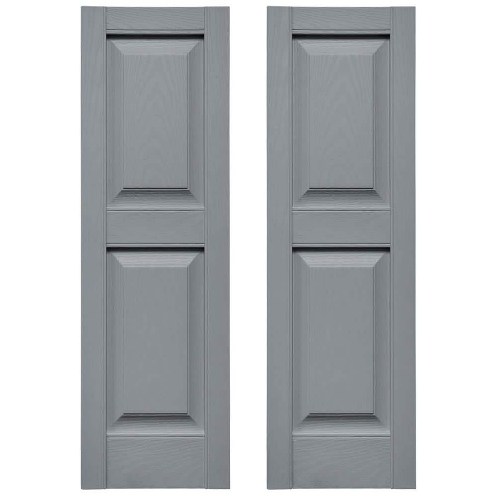 Platinum Gray Raised Panel Vinyl Decorative Shutters, 12" x 51"