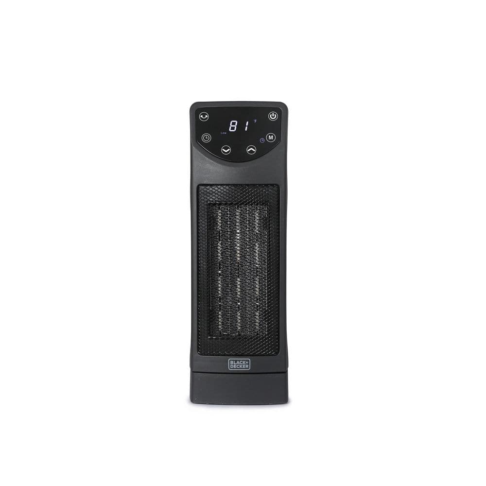 Black Ceramic Tower Heater with Remote and Adjustable Thermostat