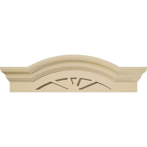 24-in. W x 7-in. H x 2-1/2-in. P Segment Arch W/Flankers 4 Spoke Signature Urethane Pediment, Primed Tan