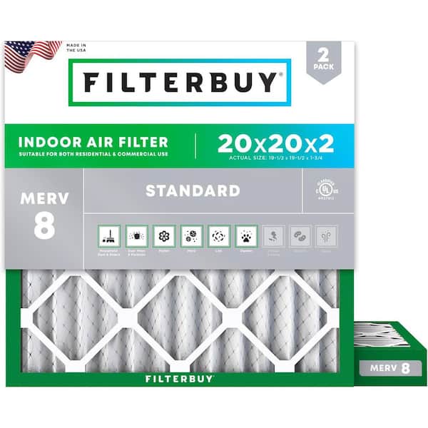 20 in. x 20 in. x 2 in. MERV 8 (FPR 5) Dust Defense Pleated HVAC AC Furnace Air Filters Replacement (2-Pack)