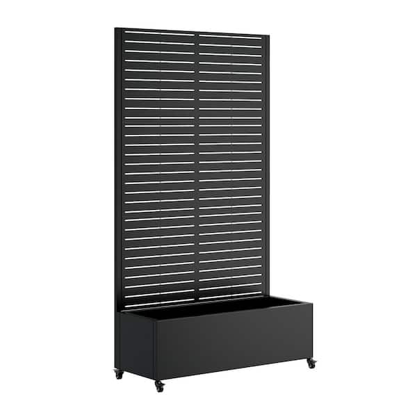 Metal Planter Box with Trellis Raised Garden Bed with 4-Wheels Trellis and Privacy Screen for Climbing Plants, Vines