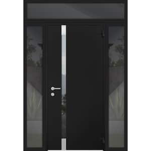 6777 56 in. x 96 in. Right-Hand/Outswing Tinted Glass Black Enamel Steel Prehung Front Door with Hardware