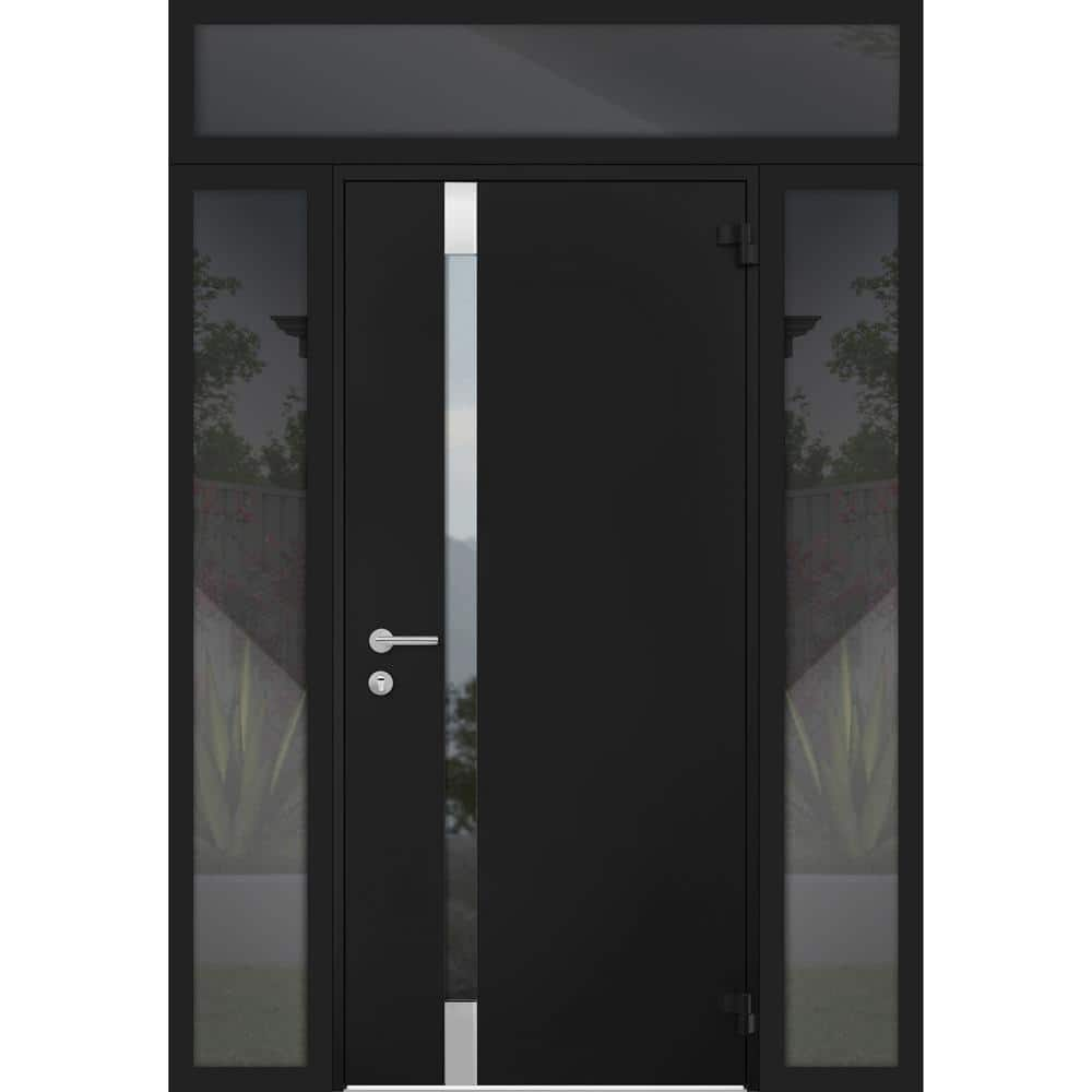 VDOMDOORS 6777 60 in. x 96 in. Right-Hand/Outswing Tinted Glass Black ...