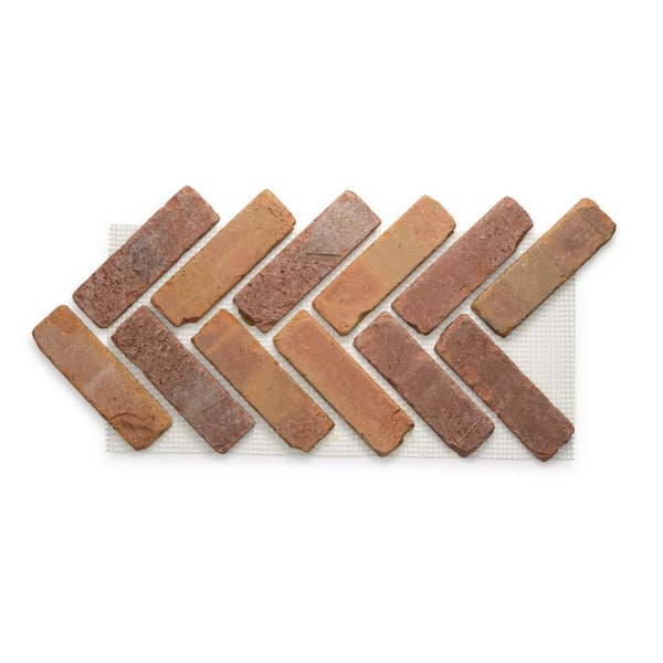 Old Mill Brick 28 in. x 12.5 in. x 0.5 in. Brickwebb Herringbone Durango Thin Brick Sheets (Box of 5-Sheets)