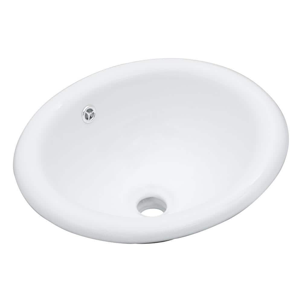 Glossy White Oval Ceramic Vessel Bathroom Sink
