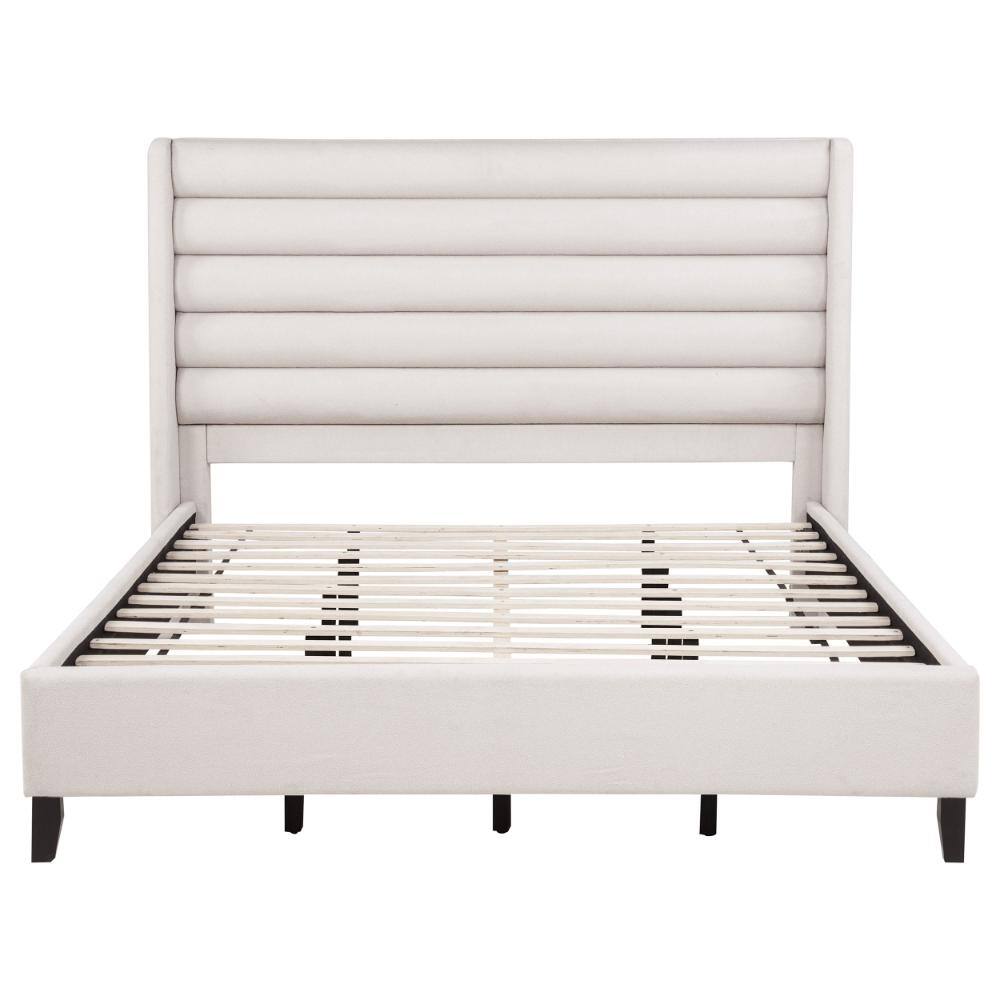 Leslie Upholstered Tufted California King Wingback Platform Bed Beige price history on PriceWatchPro
