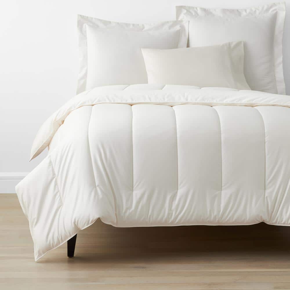 The Company Store Company Cotton Creme Solid 300-Thread Count Wrinkle-Free Sateen King Comforter