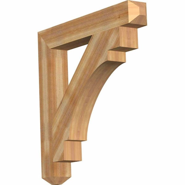 Ekena Millwork 6 in. x 44 in. x 44 in. Western Red Cedar Merced Craftsman Rough Sawn Bracket