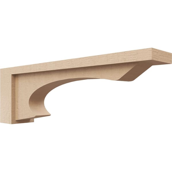 Ekena Millwork 3 in. x 6 in. x 18 in. Thin Emerson Rough Cedar Woodgrain TimberThane Corbel, Primed Tan