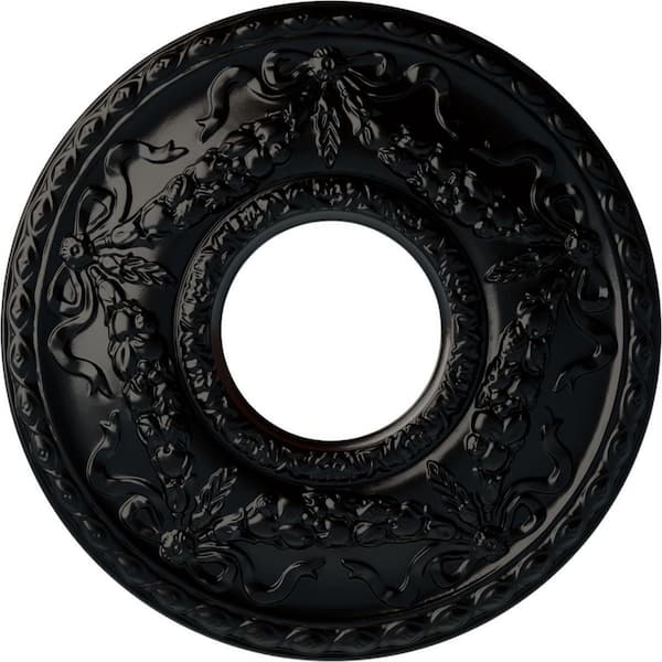 Ekena Millwork 1-3/4" x 22-1/8" x 22-1/8" Polyurethane Hurley Ceiling , Hand-Painted Jet Black