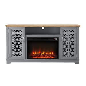 60 in. Freestanding Wooden Electric Fireplace TV Stand in Gray for TVs up to 65 in.