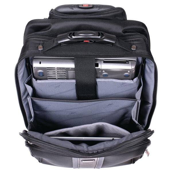 MANCINI 16.5 in. CompuTraveller Upright Black Wheeled Laptop Briefcase with Clothing Compartment