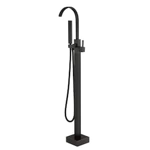 Single-Handle Floor Mounted Bathtub Faucet High Flow Bathroom Tub Filler with Hand Shower in Oil Rubbed Bronze