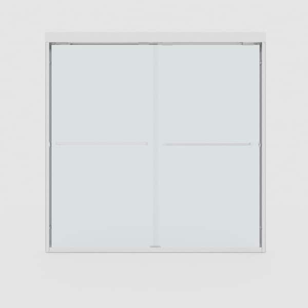 Vorth 60 in. W x 56 in. H Sliding Semi Frameless Tub Door in Chrome Finish with Clear Glass
