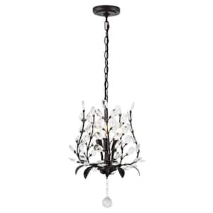 Adoria 12 in. 3-Light Oil Rubbed Bronze/Clear Contemporary Bohemian Iron/Acrylic LED Crystal Pendant