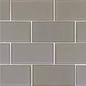 Morning Luminate Gray 3 in. x 6 in. Subway Gloss Glass Wall Tile (4 sq. ft./Case)