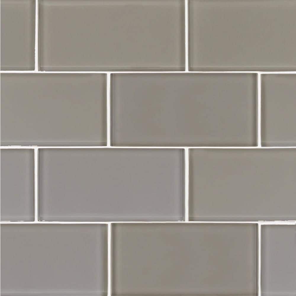 Morning Luminate Gray 3 in. x 6 in. Subway Gloss Glass Wall Tile (4 sq. ft./Case) price history on PriceWatchPro