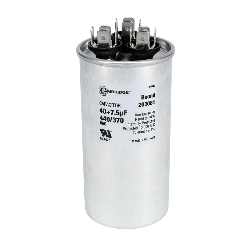 1.97 in. x 1.97 in. x 3.94 in. Aluminum 40 Plus 7.5 MFD, 440-Volt/370-Volt Dual Round Run Capacitor (1-Pack) price history on PriceWatchPro