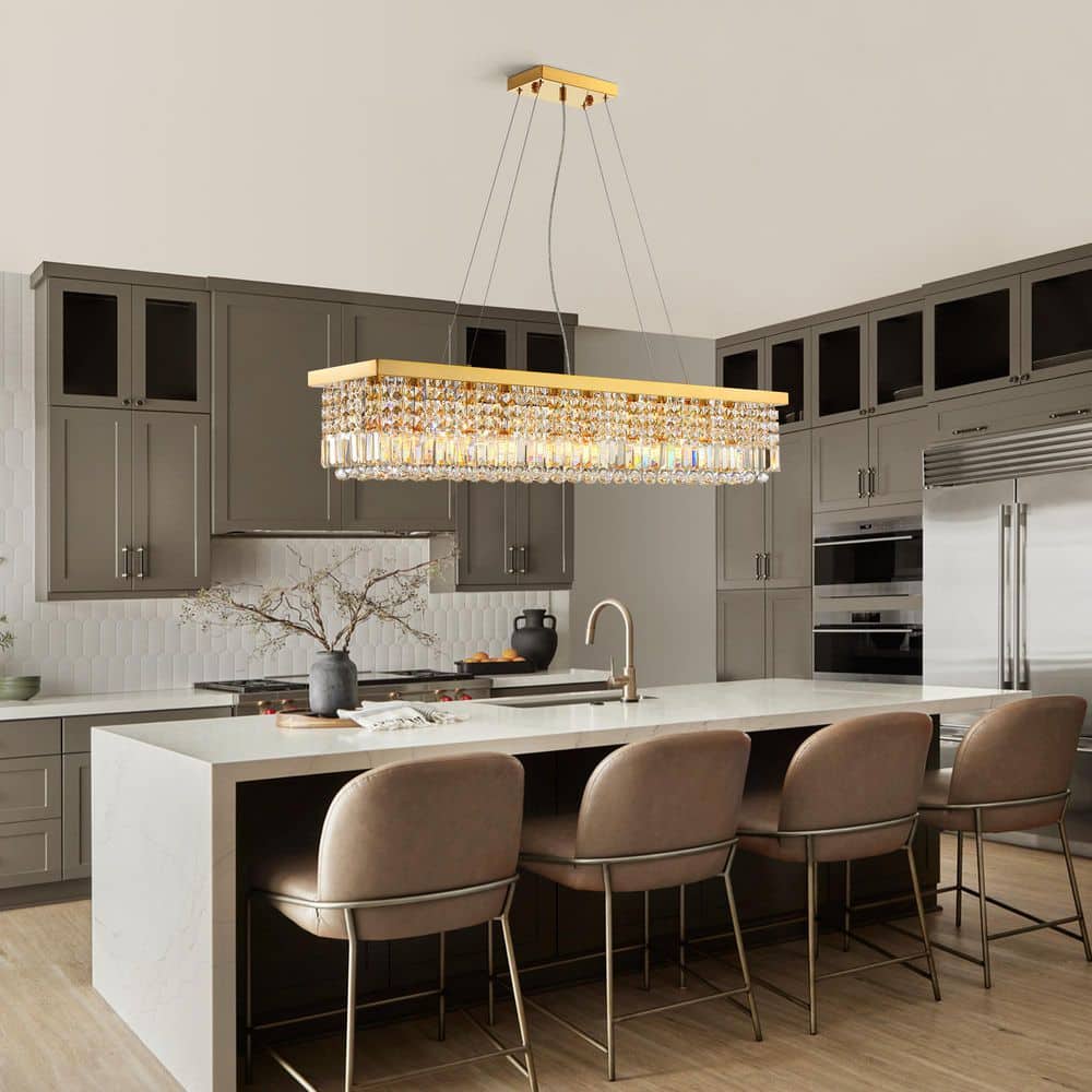 47 in. 10-Light Modern Gold Crystal Chandelier for Dining Room and Living Room price history on PriceWatchPro