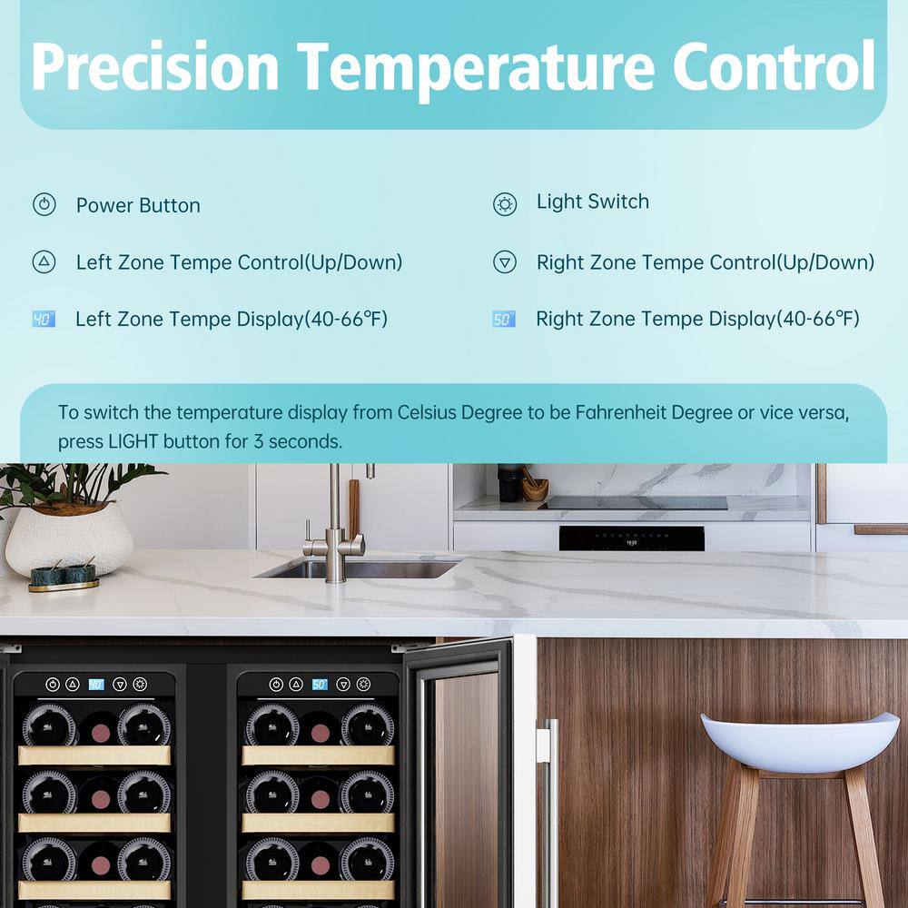 Kalamera 40-Bottle Stainless Steel Dual Zone Wine Refrigerator