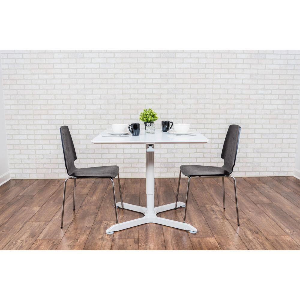Contemporary 32" White Pneumatic Adjustable Square Cafe Table