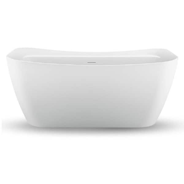 Streamline 59 in. Acrylic Flatbottom Non-Whirlpool Bathtub in Glossy White with Matte Oil Rubbed Bronze Drain