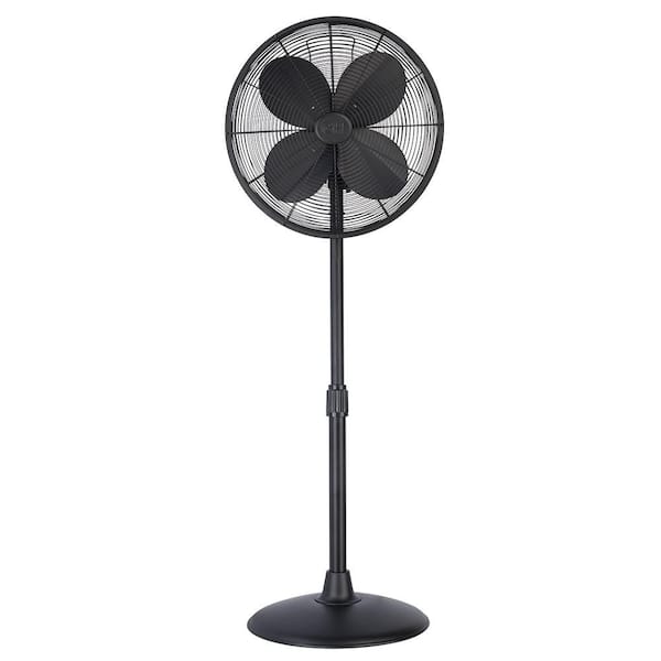 Retro 16 in. All-Metal Pedestal Fan in Matte Black
