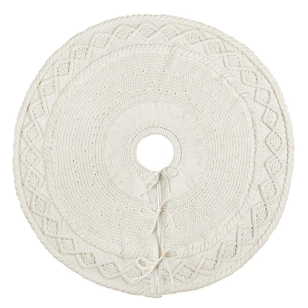 36 in. White Cotton Christmas Tree Skirt